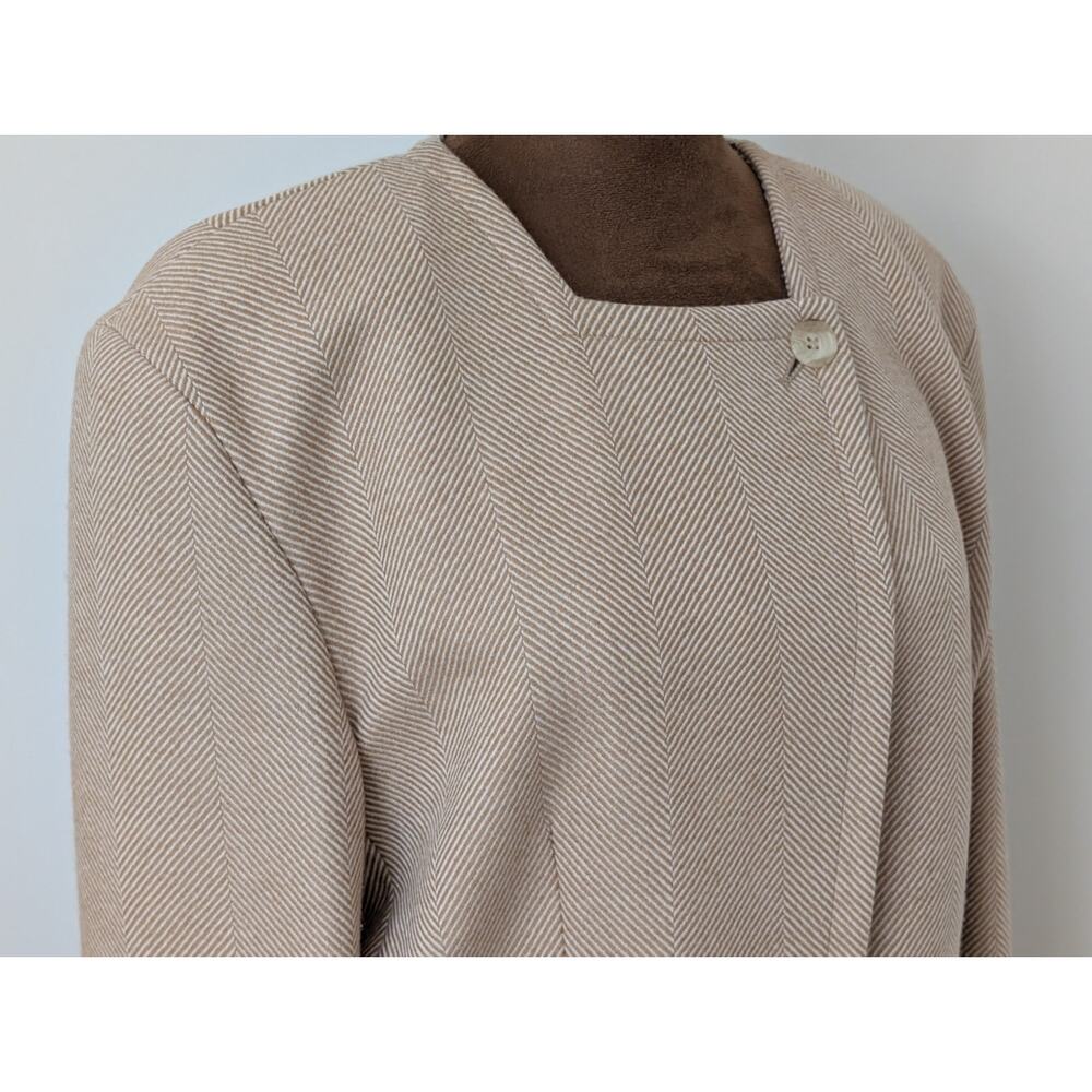 PAUL COSTELLOE Vtg 100% Irish Wool Herringbone Blazer Princess Diana Era US10 - Picture 5 of 16